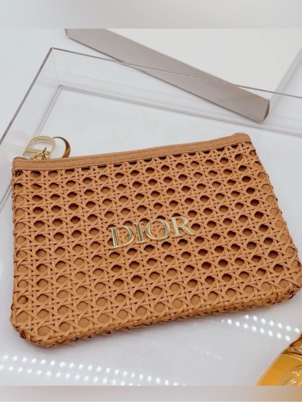 Beauty 2026 Summer Limited Edition Rattan Beige Cosmetic Pouch Bag w/ Box